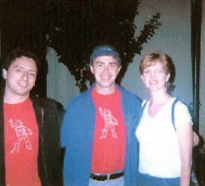 Stacy Sutton Williams with Google co-founders Larry Page and Sergey Brin.