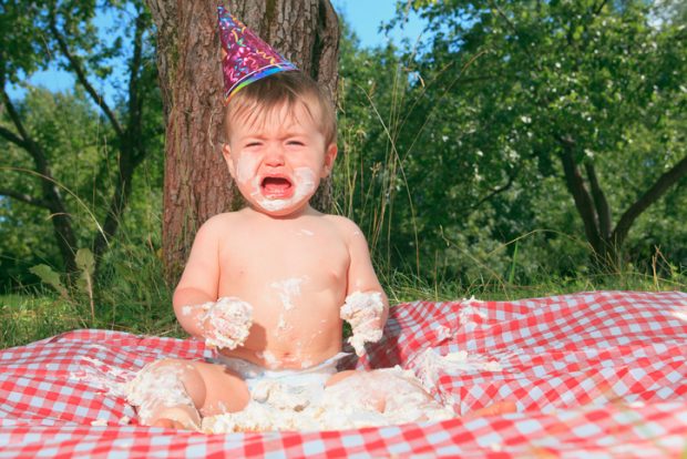 baby crying on birthday