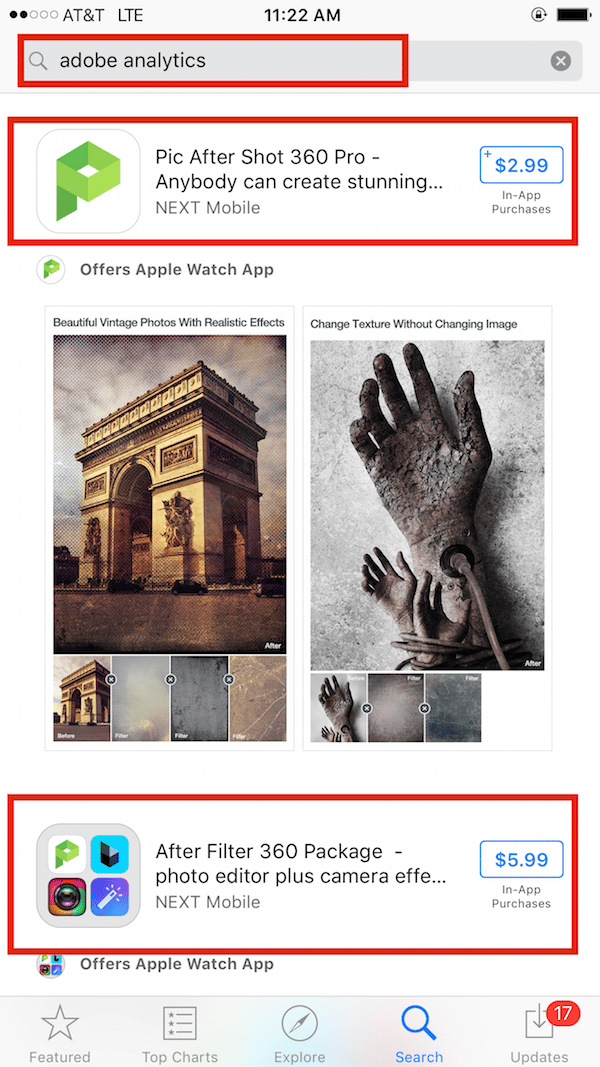 search for adobe app in app store