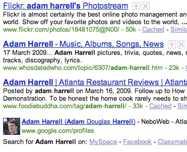 Google Profiles Screen Grab
